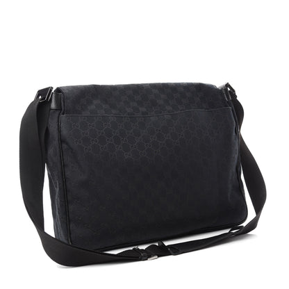 Gucci Monogram Large Flap Messenger Bag Black 3 of 11