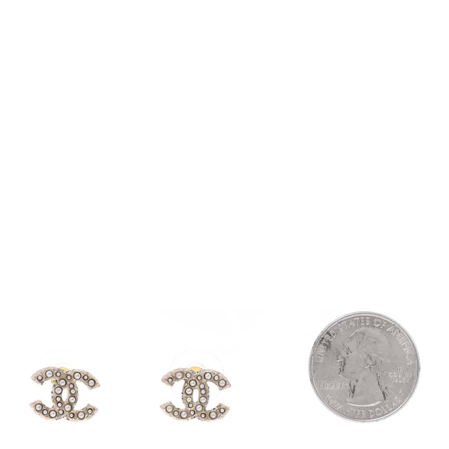 Metal Graduated Pearl Crystal CC Earrings Light Gold