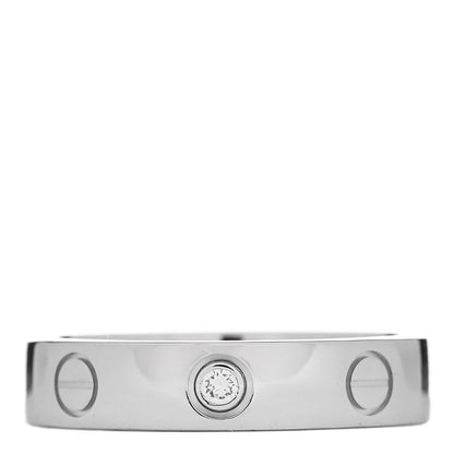 Cartier 18K White Gold Diamond 4mm LOVE Wedding Band Ring 50 5.25 1 of 4