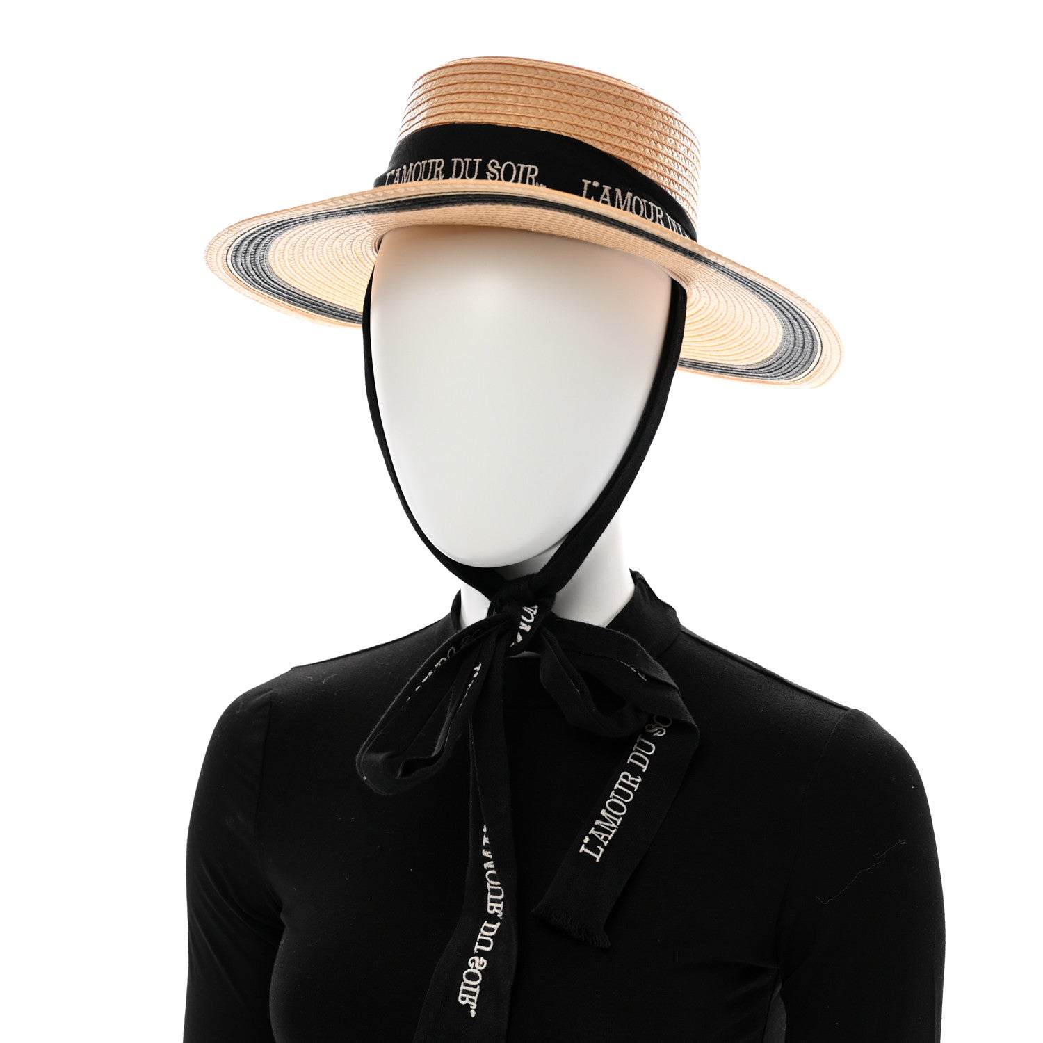 Gucci Raffia L'amour Du Soir Sun Hat S Ivory Black 2 of 10