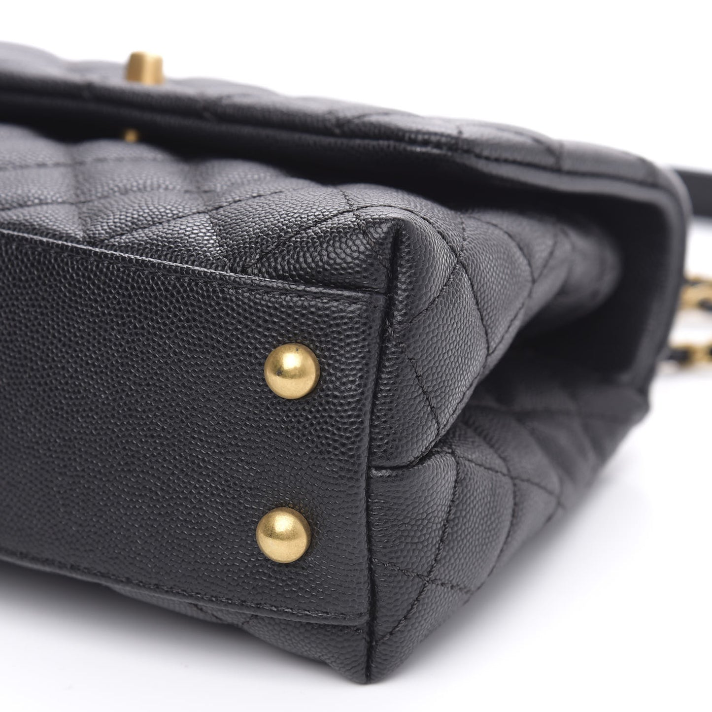 Caviar Quilted Mini Coco Handle Flap Black