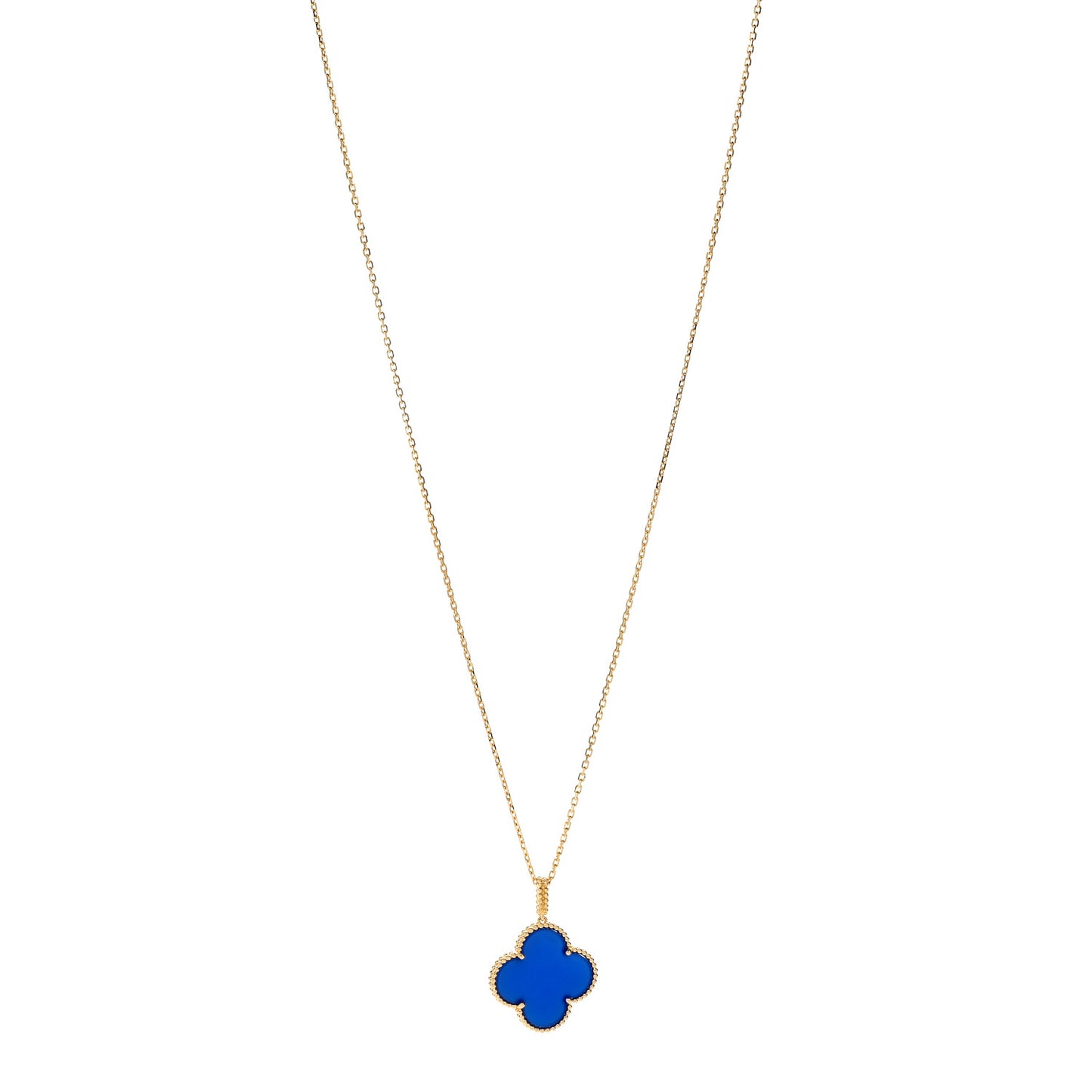 18K Yellow Gold Blue Agate Magic Alhambra Long Necklace