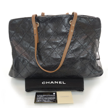 Chanel Glazed Calfskin Large On The Road Tote Black 8 of 9