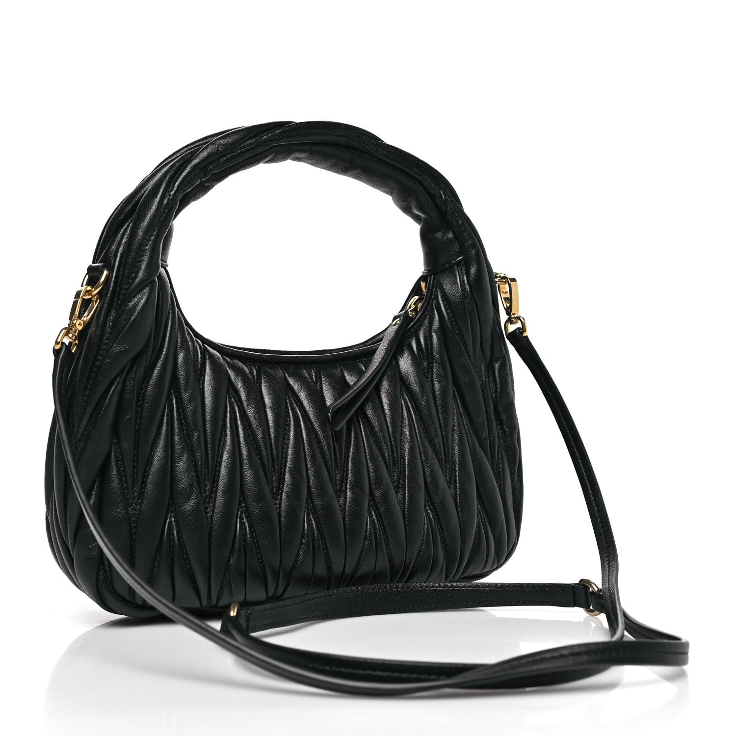 Miu Miu Nappa Matelasse Small Wander Hobo Black 3 of 10