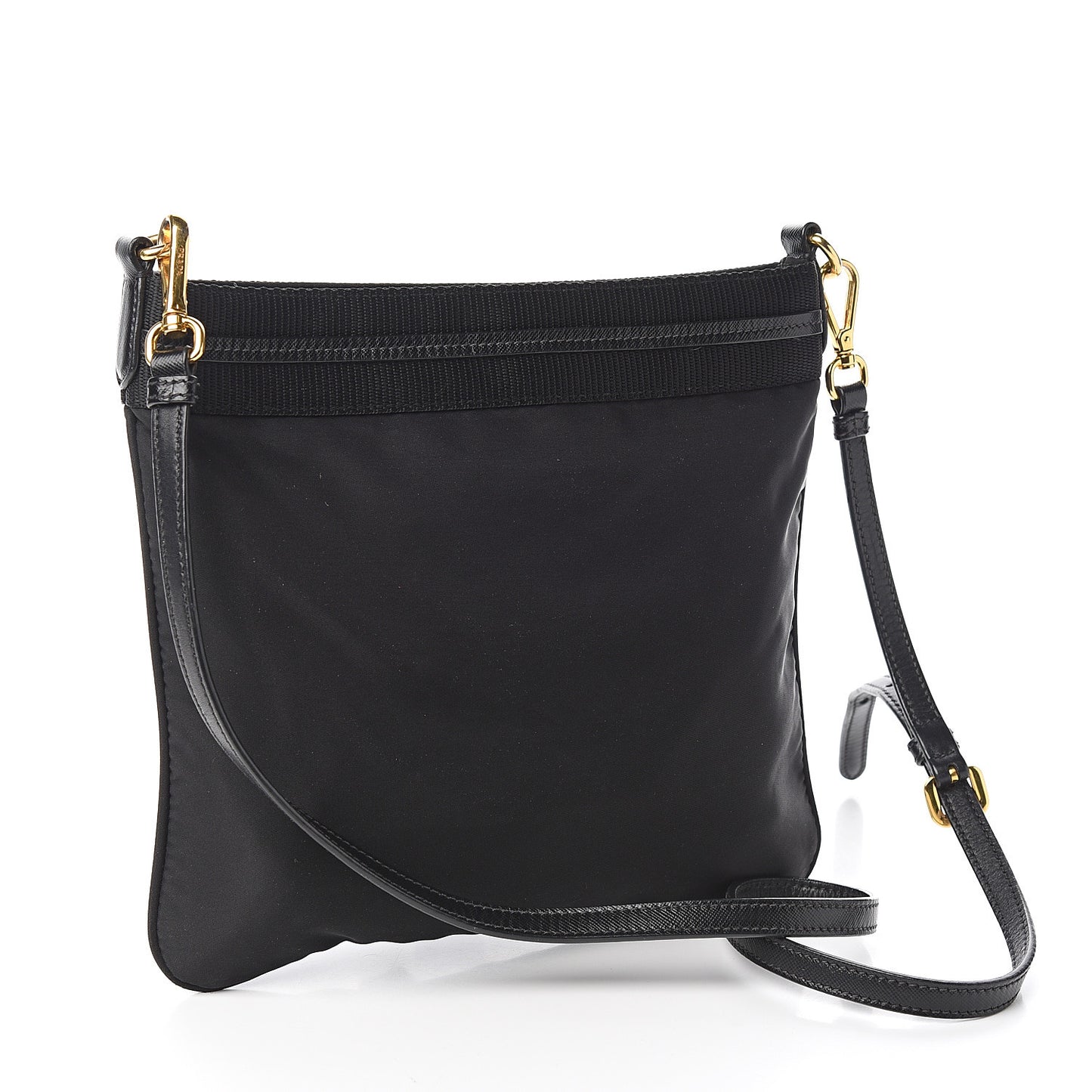 Tessuto Nylon Saffiano Logo Crossbody Bag Black