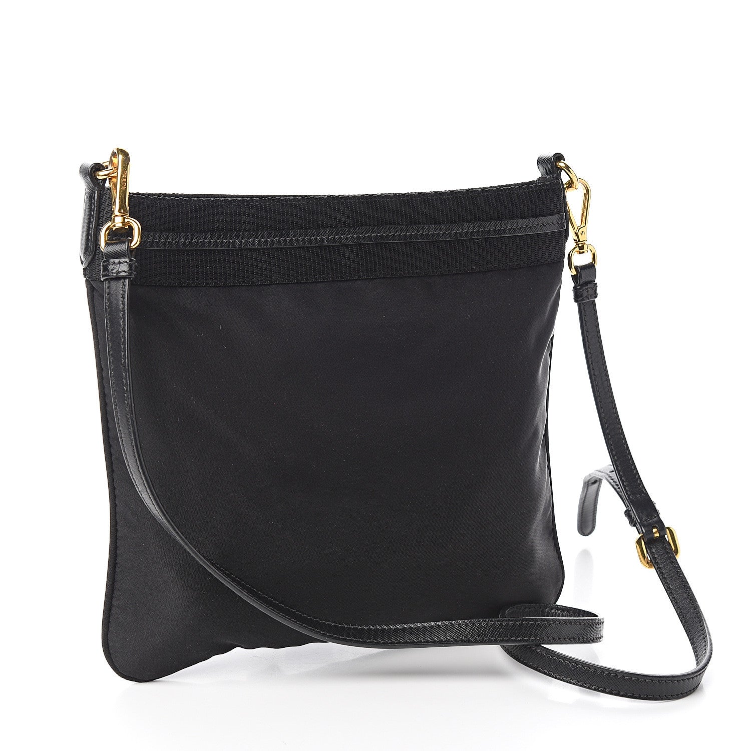 Prada Tessuto Nylon Saffiano Logo Crossbody Bag Black 2 of 10