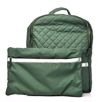 Chanel Nylon Quilted CC Backpack Green White 12 of 12