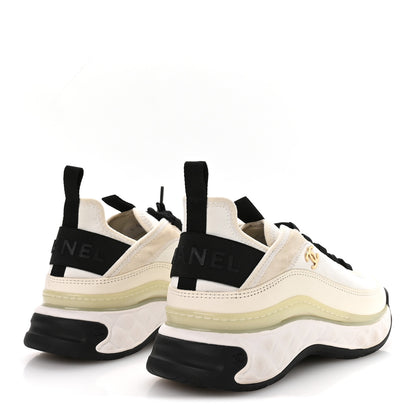 Chanel Velvet Calfskin Mixed Fibers CC Sneakers 37 Ivory Black 5 of 7