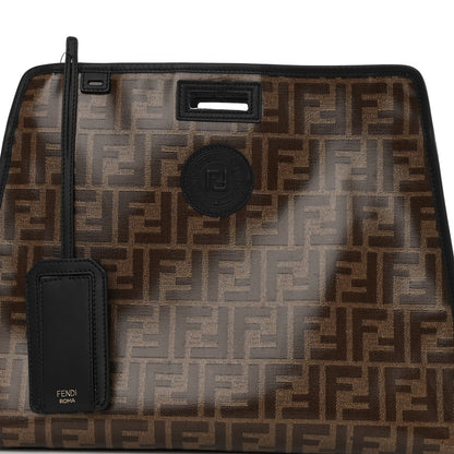 Fendi Glazed Fabric Vitello Century FF 1974 Stamp Patch Medium Peekaboo Defender Cover Mogano Panna Black 8 of 11
