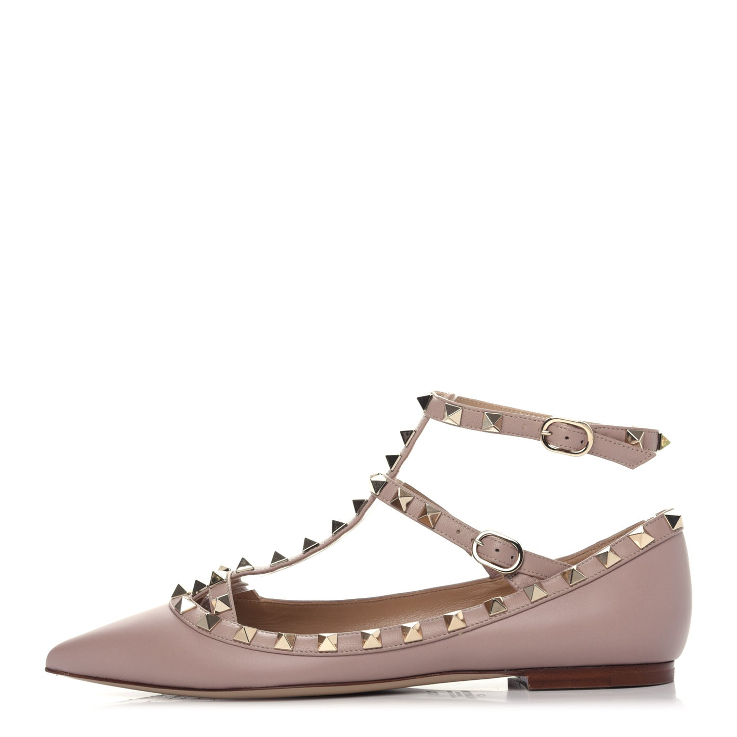 Nappa Rockstud Cage Ballerina Flats 37.5 Poudre