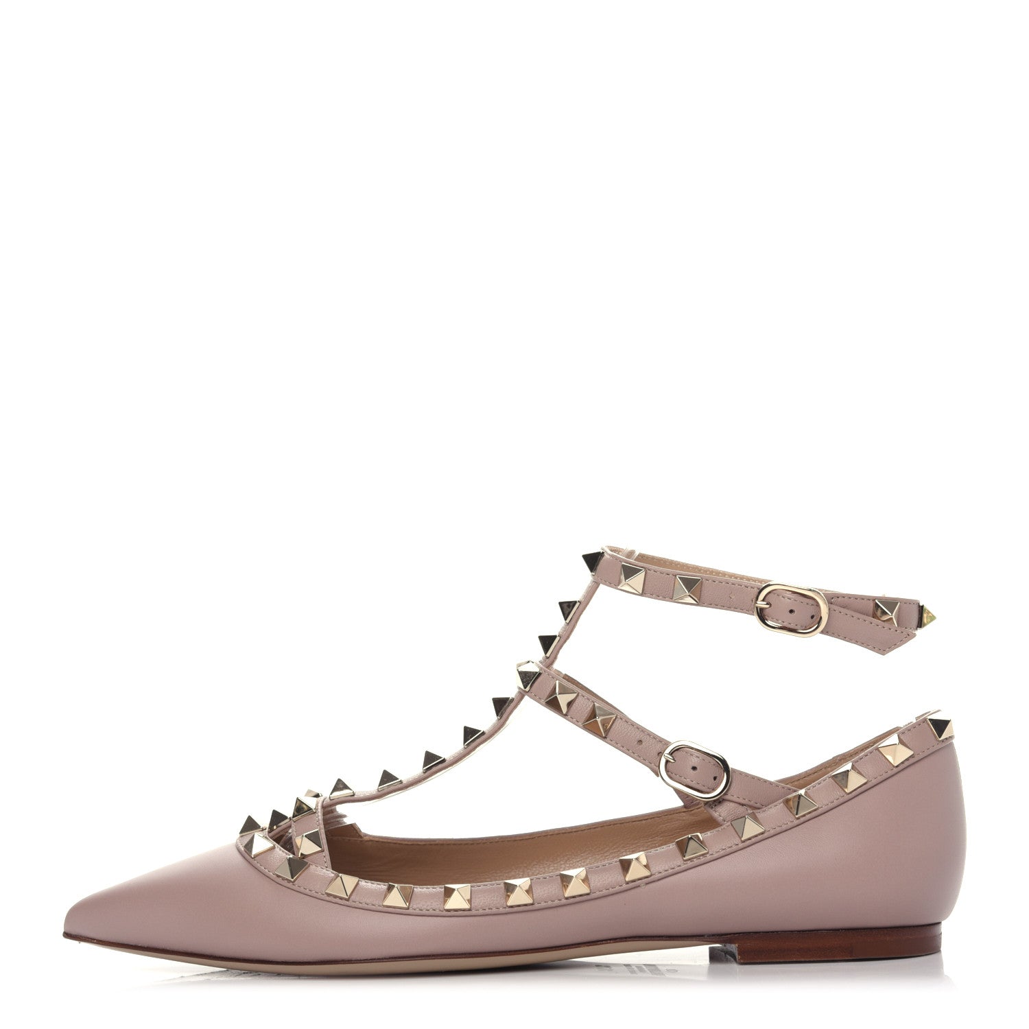 Valentino Garavani Nappa Rockstud Cage Ballerina Flats 37.5 Poudre 1 of 11