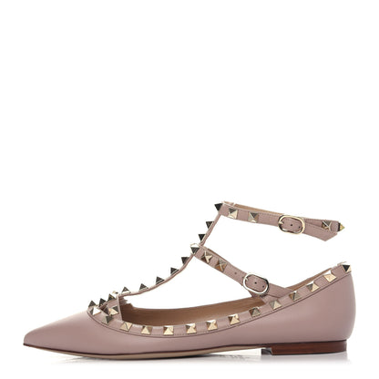 Valentino Garavani Nappa Rockstud Cage Ballerina Flats 37.5 Poudre 1 of 11