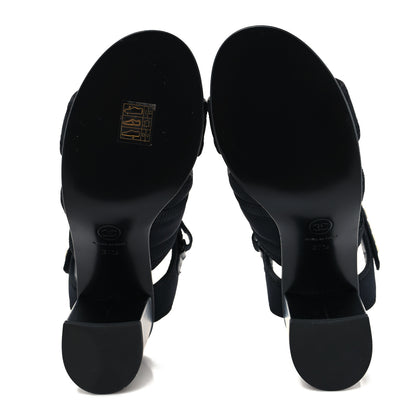 Chanel Fabric Metal CC Logo Sandals 37.5 Black 5 of 8