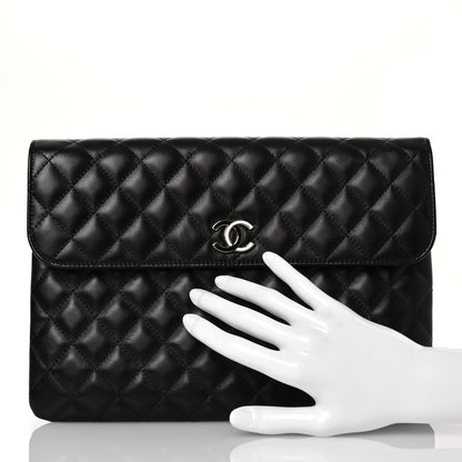 Chanel Lambskin Enamel Quilted Document Portfolio Holder Black 2 of 13