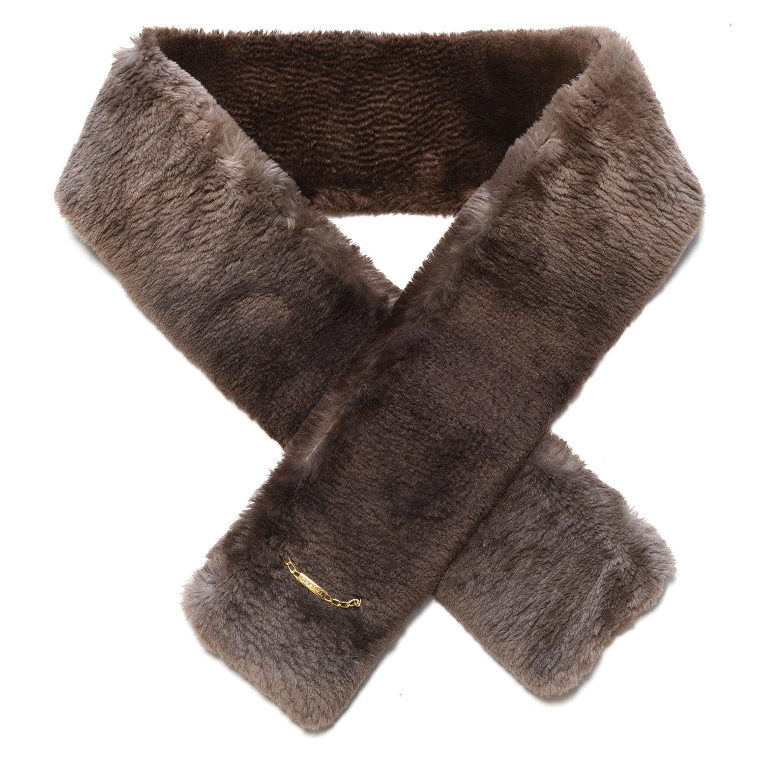 Chanel Fur CC Scarf Brown 1 of 3