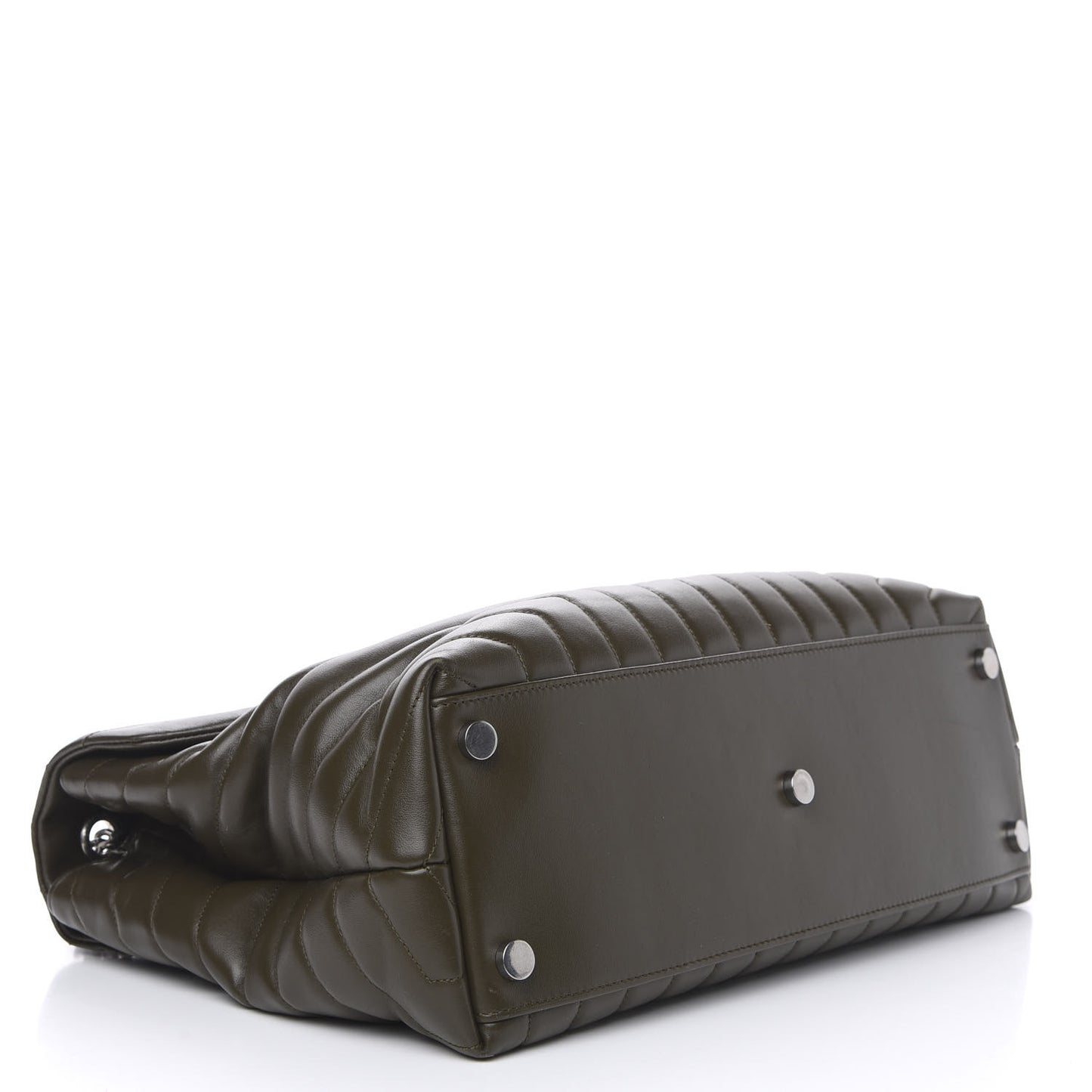 Calfskin Y Quilted Monogram Large Loulou Chain Satchel Kaki Fonce