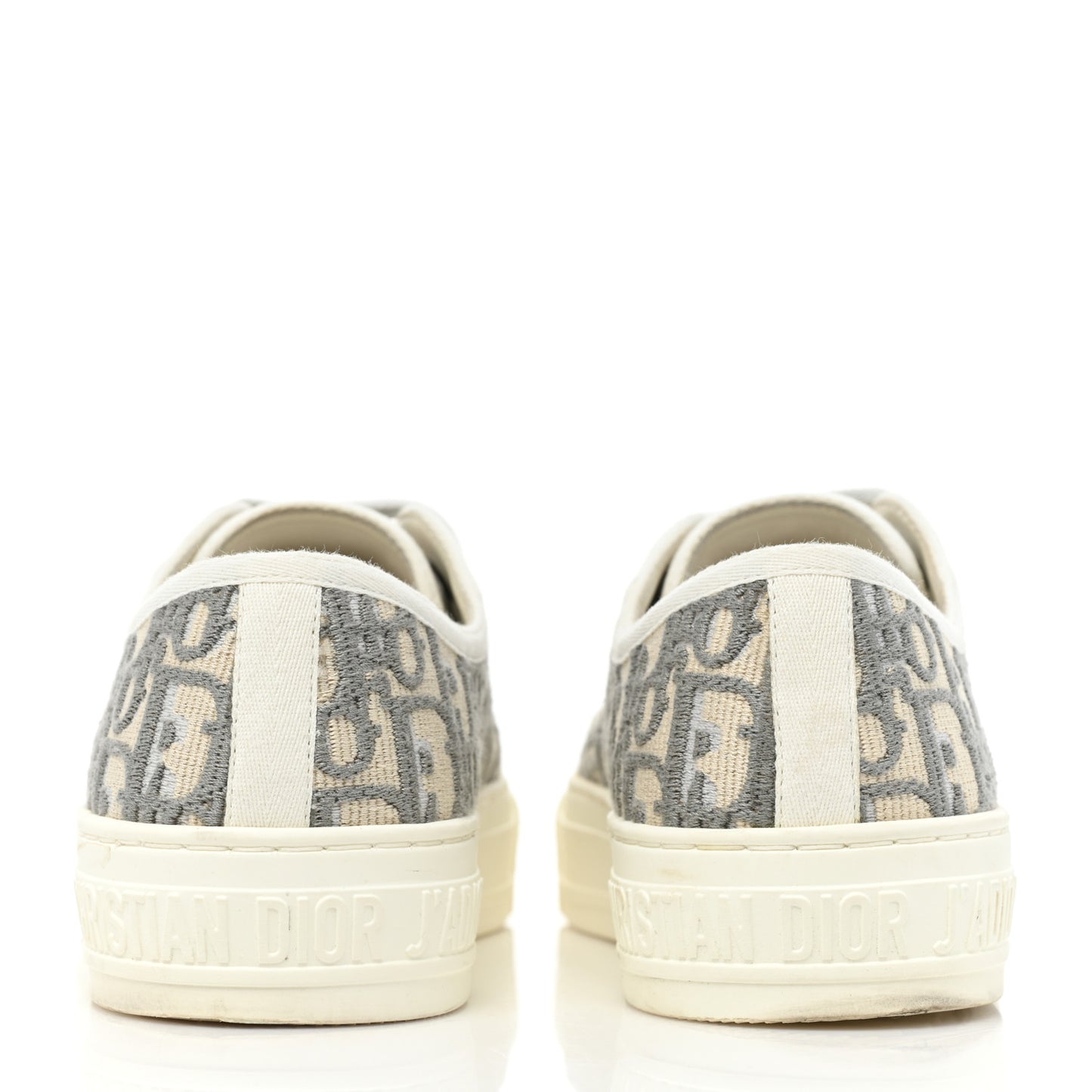 Canvas Oblique Walk'N'Dior Low Top Sneakers 36.5 Grey Stone