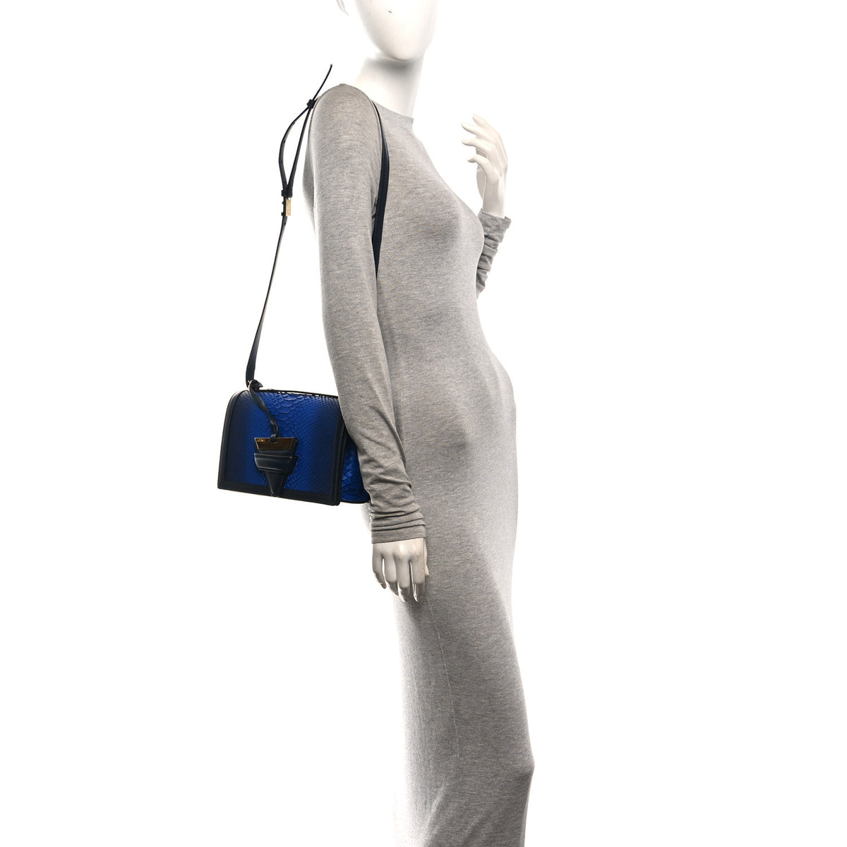 Loewe Snakeskin Medium Barcelona Shoulder Bag Blue Black 2 of 9