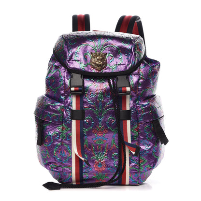 Gucci Brocade Web Small Double Buckle Backpack Multicolor 1 of 10