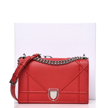 Christian Dior Grained Calfskin Medium Diorama Flap Bag Red 8 of 9