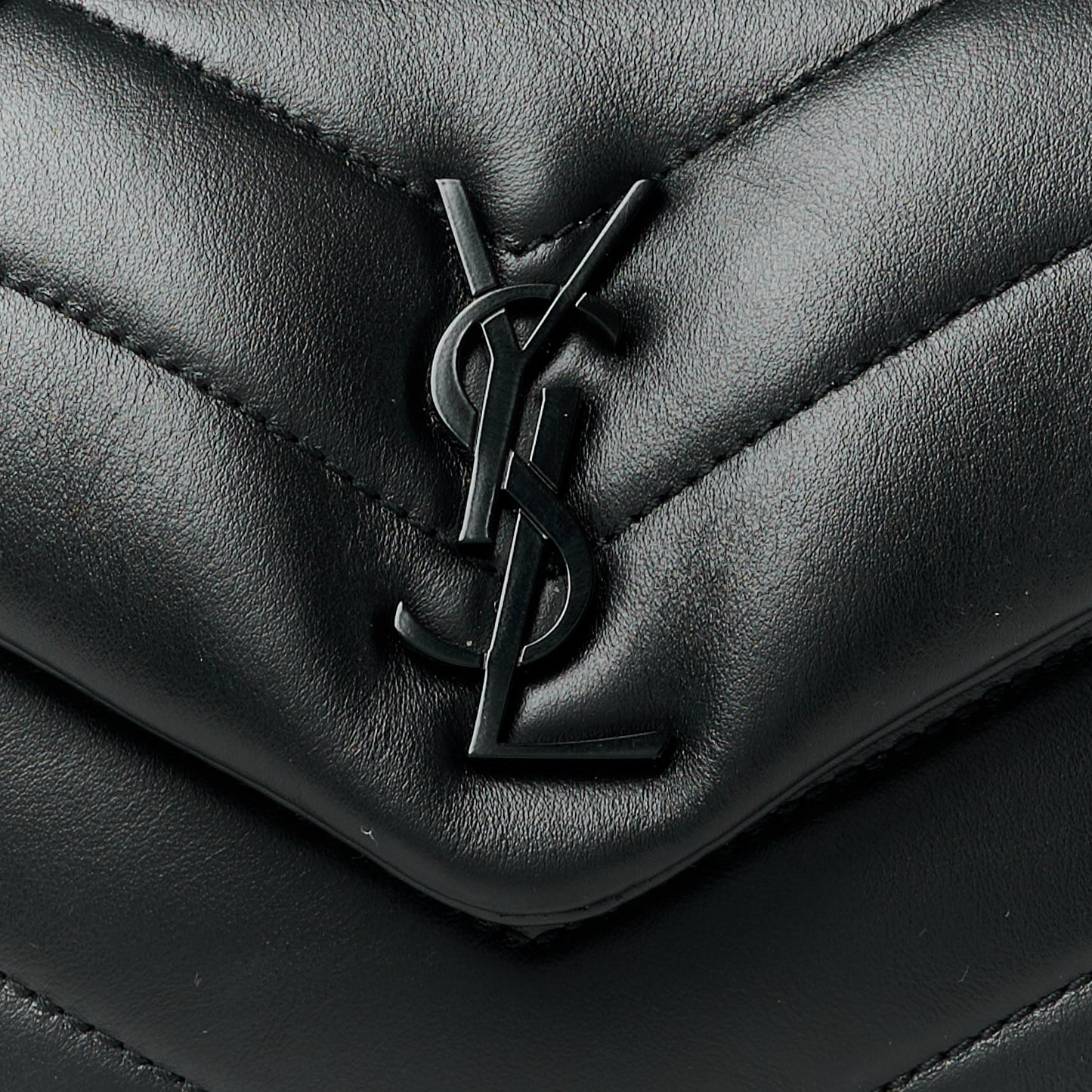 Calfskin Y Quilted Monogram Monochrome Toy Loulou Crossbody Bag Black