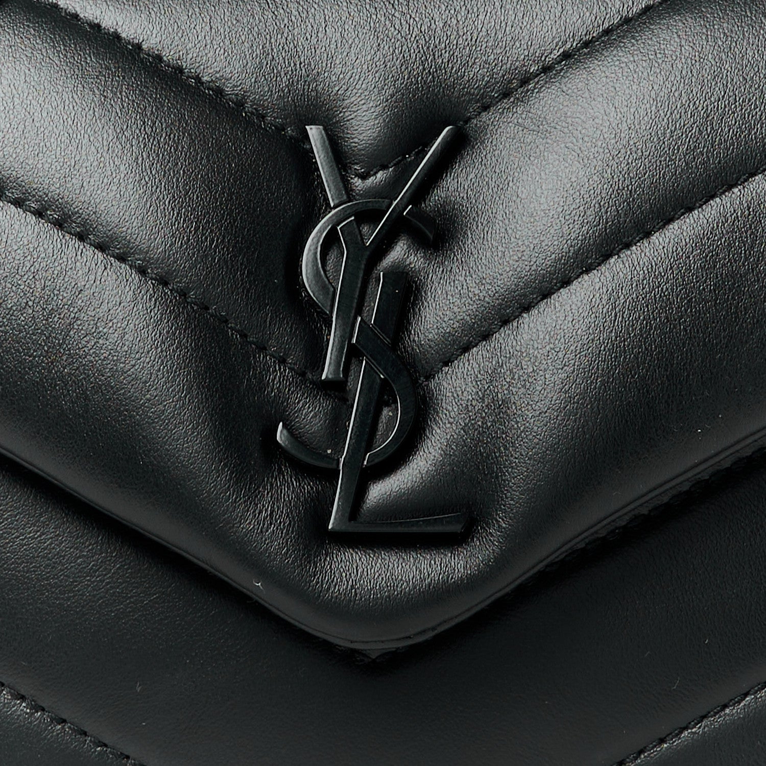 Saint Laurent Calfskin Y Quilted Monogram Monochrome Toy Loulou Crossbody Bag Black 9 of 12