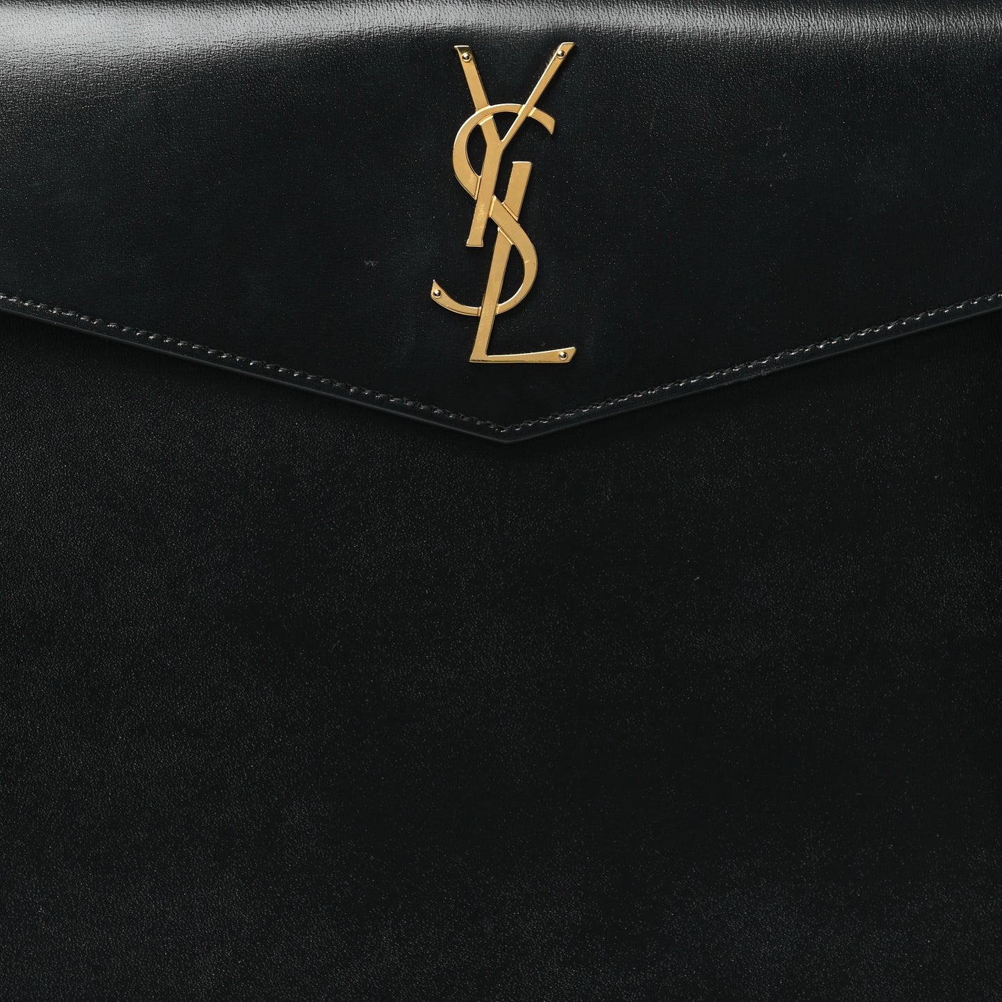 Smooth Shiny Calfskin Monogram Uptown Baby Pouch Black