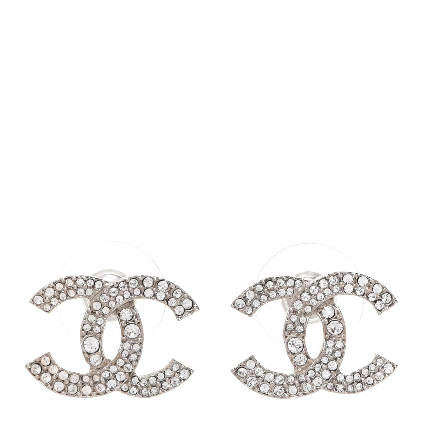 Crystal Large CC Earrings Silver