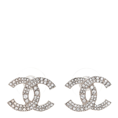 Chanel Crystal Large CC Earrings Silver 1 of 5