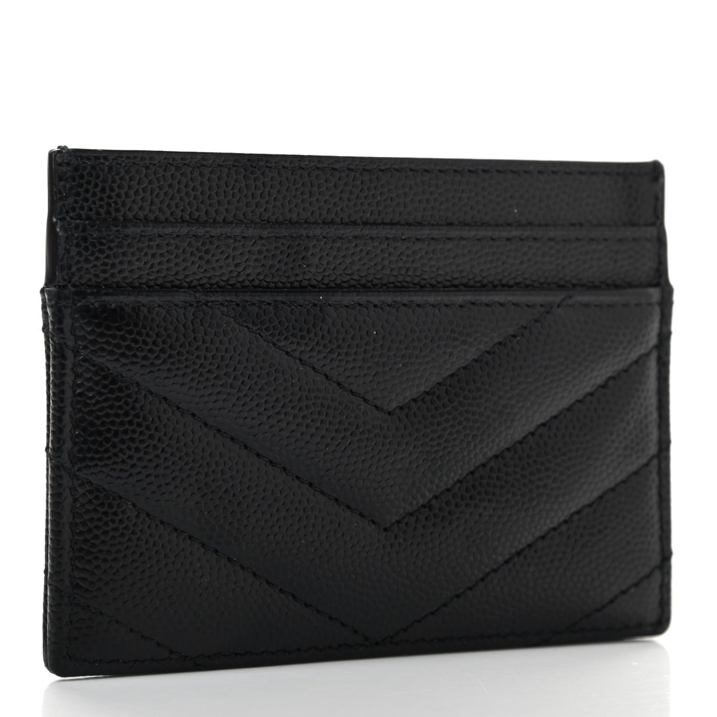 Grain De Poudre Matelasse Chevron Monogram Credit Card Case Black