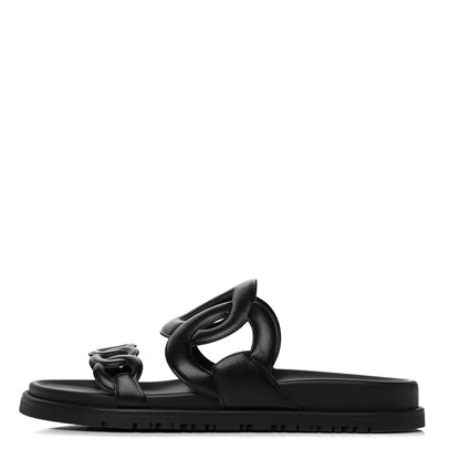 Hermes Nappa Extra Sandals 37.5 Black 1 of 8