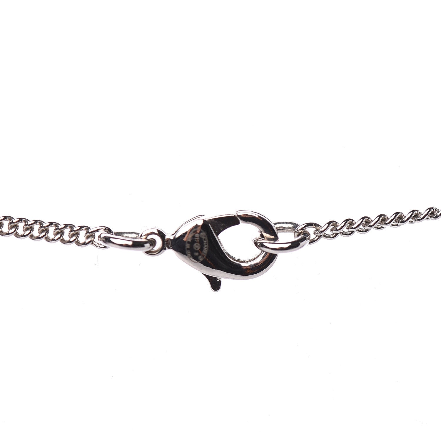 Chanel Baguette Crystal CC Pendant Necklace Silver 4 of 4