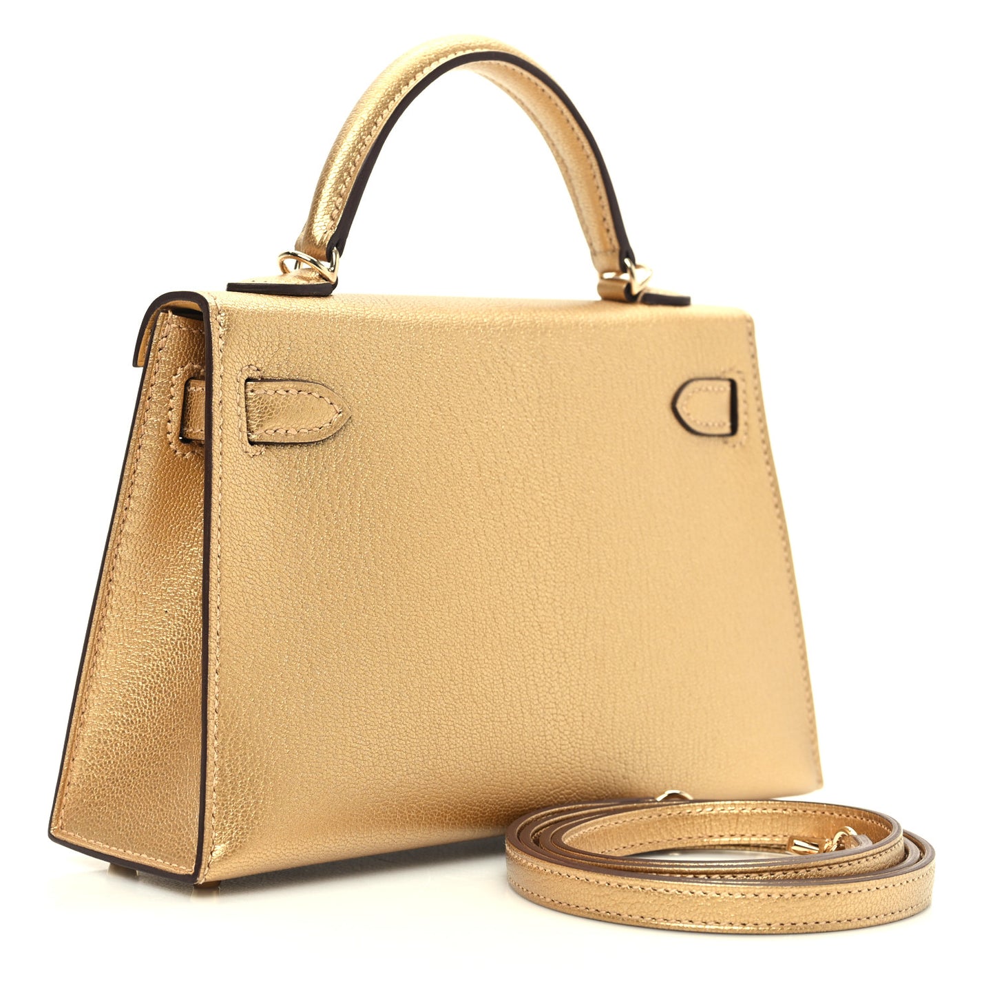 Metallic Chevre Chamkilight Mini Kelly Sellier 20 Dore