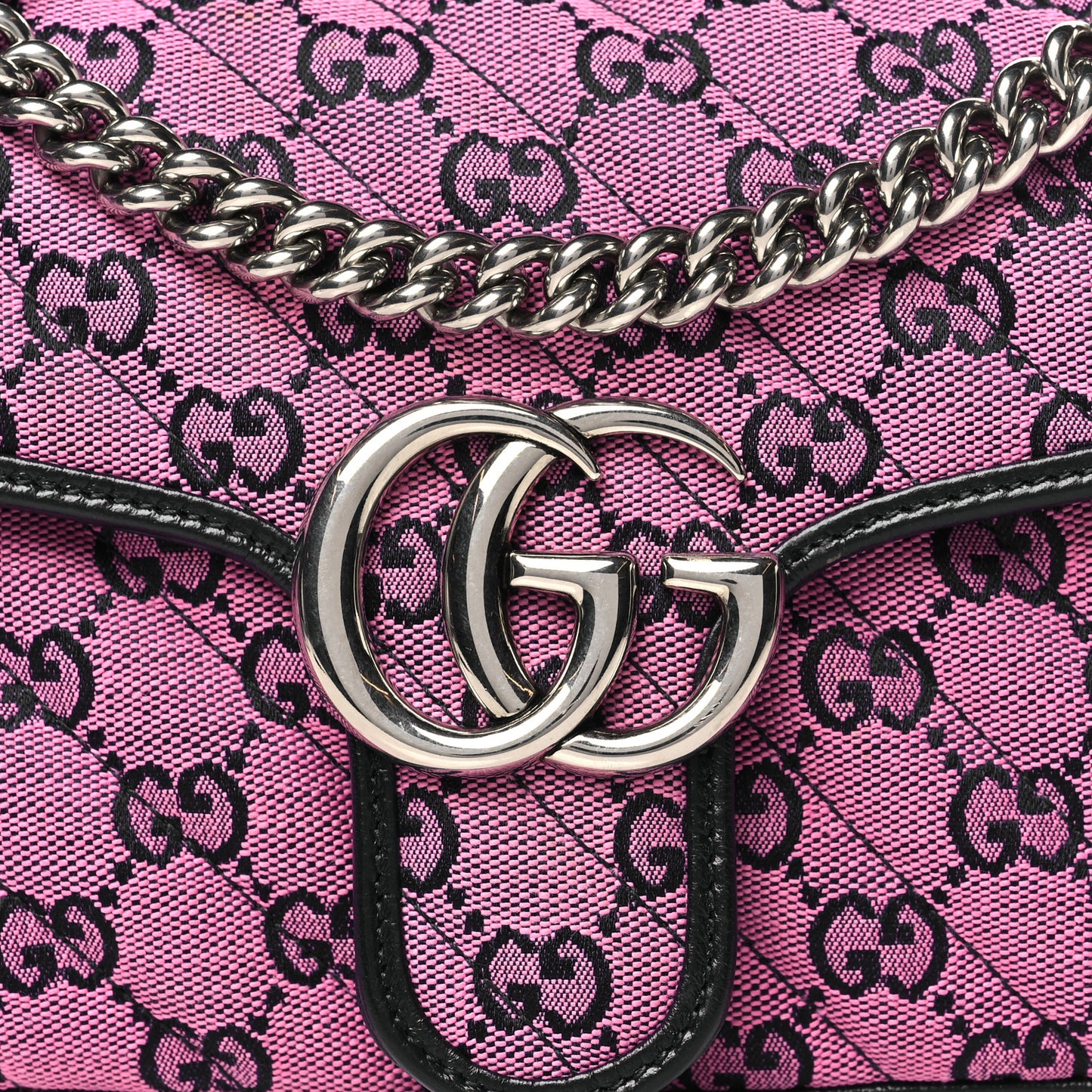 Monogram Multicolor Matelasse Diagonal Small GG Marmont Shoulder Bag Pink Blue