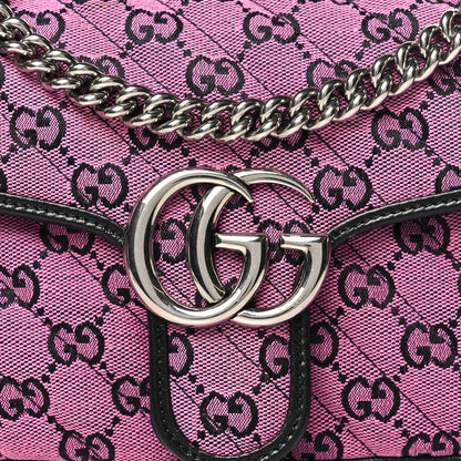 Gucci Monogram Multicolor Matelasse Diagonal Small GG Marmont Shoulder Bag Pink Blue 8 of 12