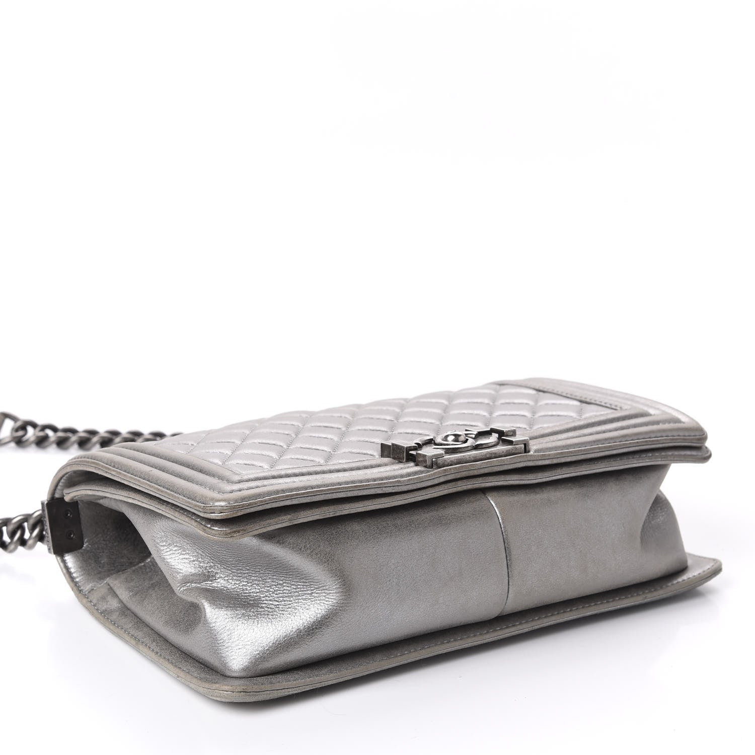 Chanel Metallic Lambskin Quilted Medium Boy Flap Silver 5 of 13