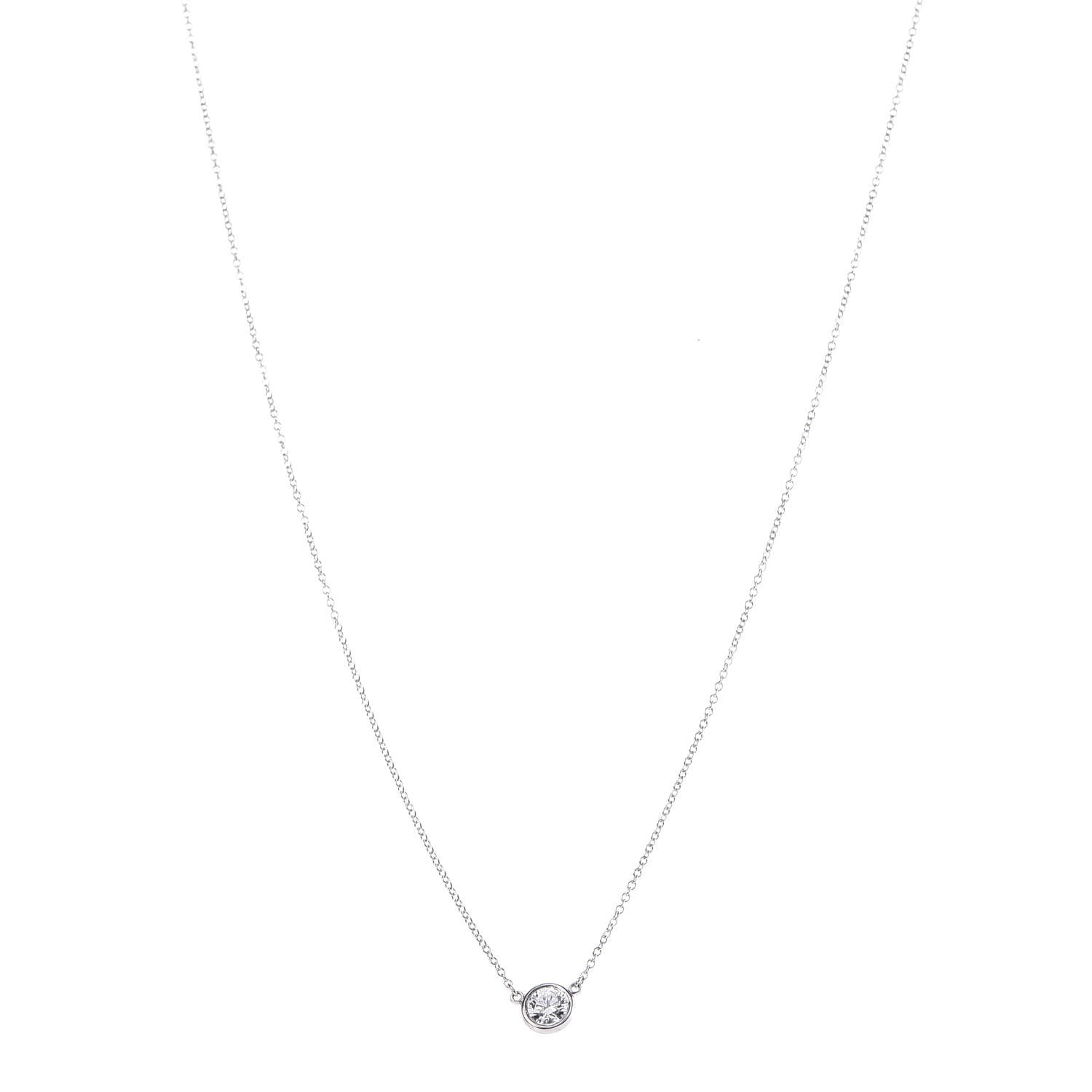 Tiffany Platinum Diamond .43ct Elsa Peretti Diamonds by the Yard Pendant Necklace 1 of 8