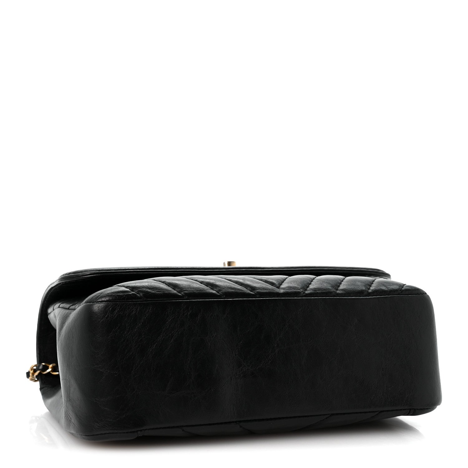 Chanel Calfskin Chevron Quilted Top Handle Flap Black 4 of 12