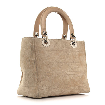 Christian Dior Suede Cannage Medium Lady Dior Beige 3 of 17