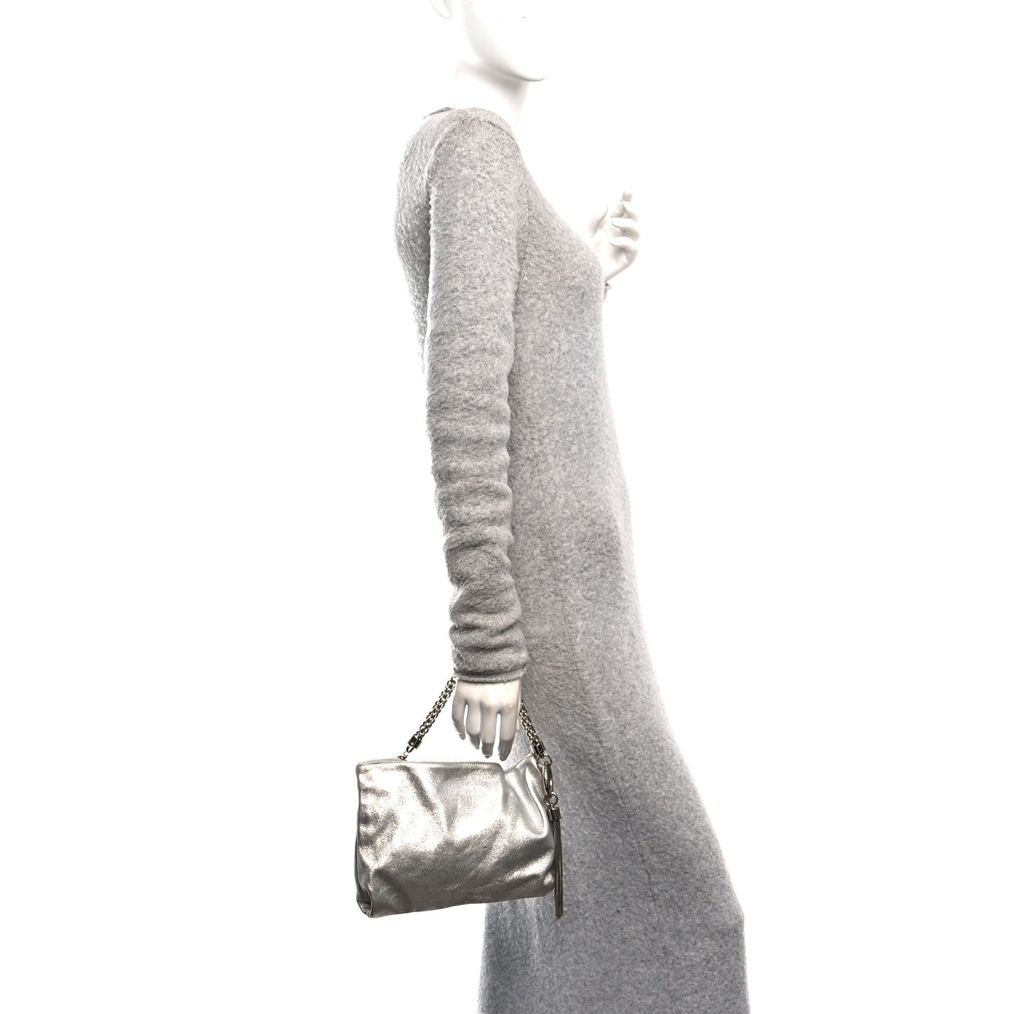 Metallic Goatskin Callie Mea Tassel Silver
