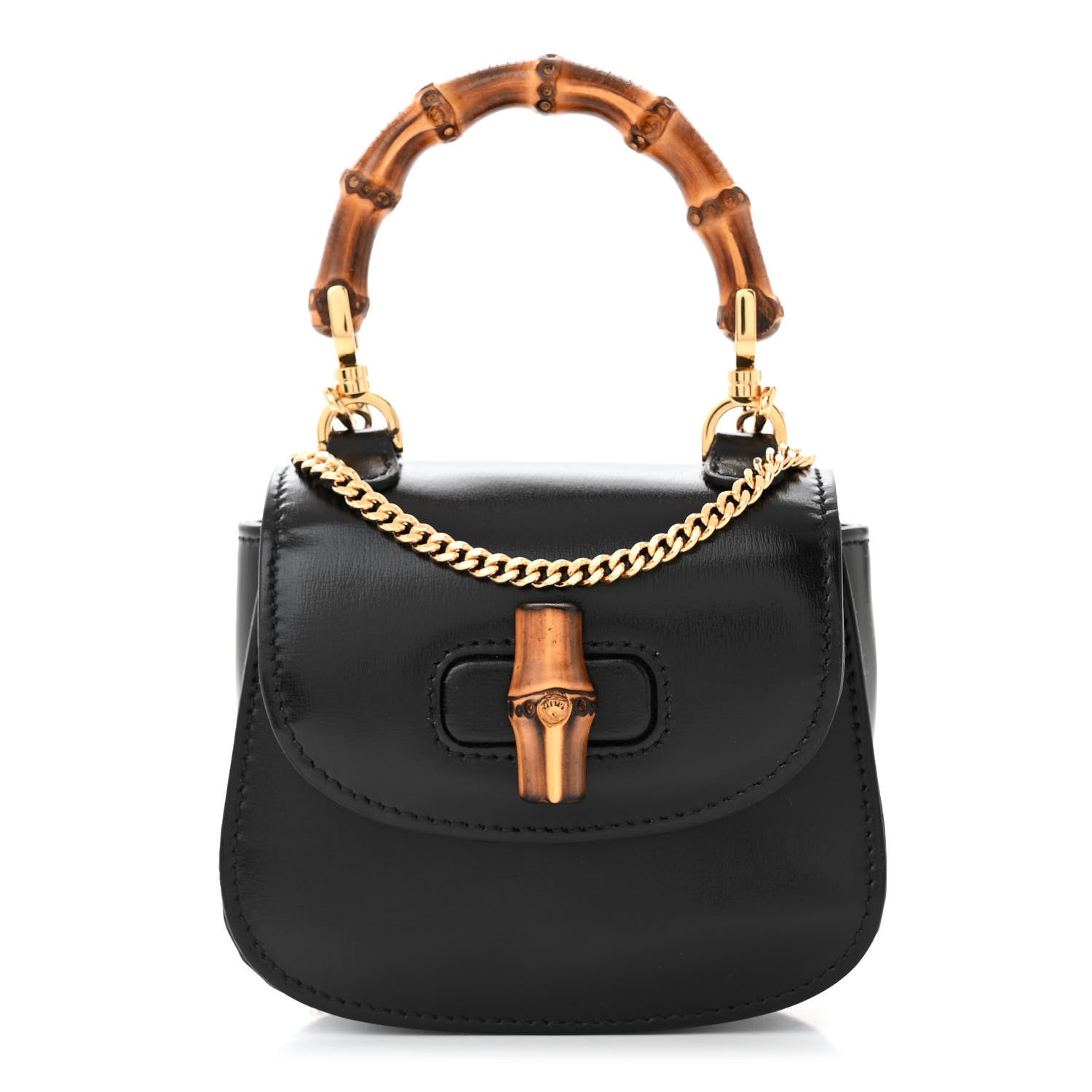 Gucci Boarded Dyana Lux Nano Bamboo 1947 Top Handle Chain Bag Black 1 of 10