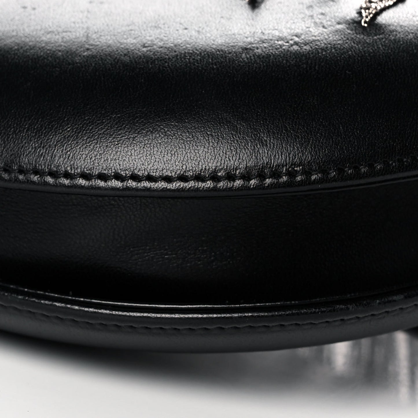 Lambskin Chain Fringe Round Clutch With Chain Black