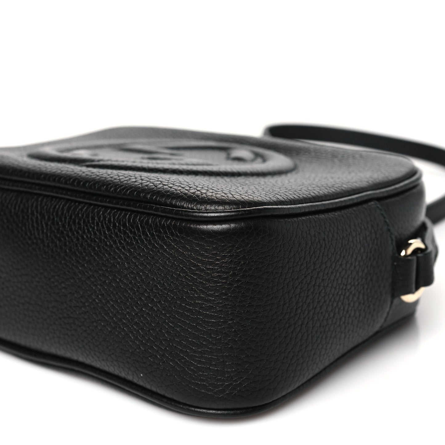 Pebbled Calfskin Small Soho Disco Bag Black