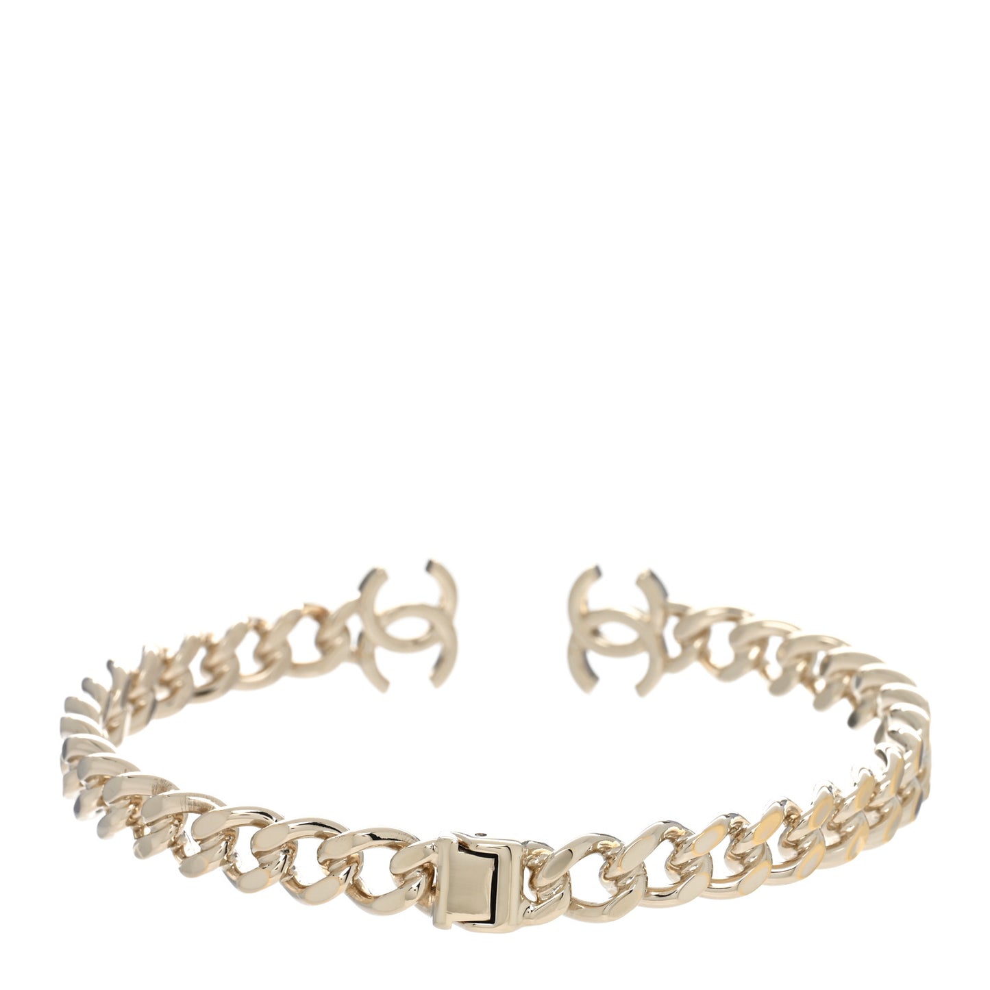 Metal CC Chain Link Choker Necklace L Gold