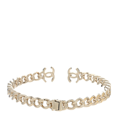 Chanel Metal CC Chain Link Choker Necklace L Gold 3 of 5