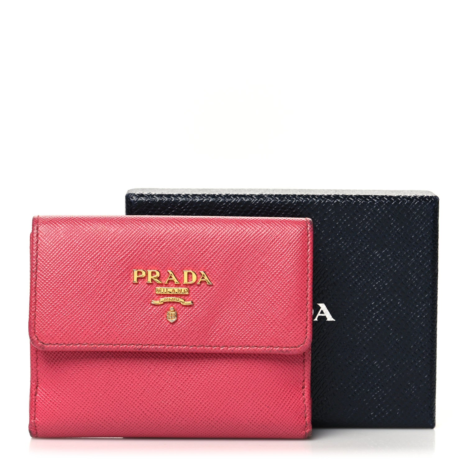 Prada Saffiano Tri Fold Compact Wallet Peonia 15 of 15