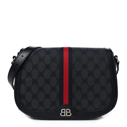 Gucci X BALENCIAGA BB Supreme Monogram Web Ophidia Shoulder Bag Black 1 of 10