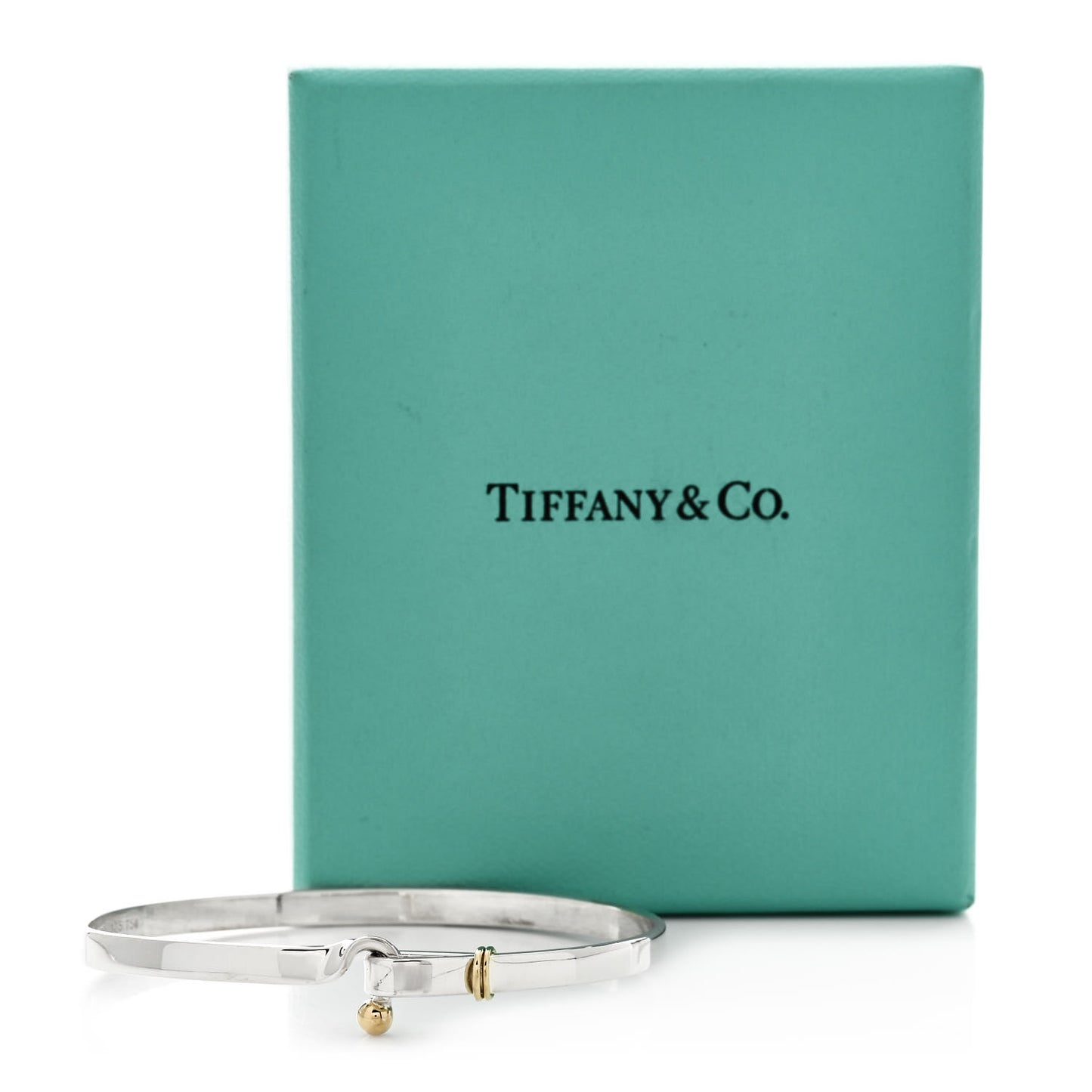 Sterling Silver 18K Yellow Gold Hook Eye Bangle Bracelet