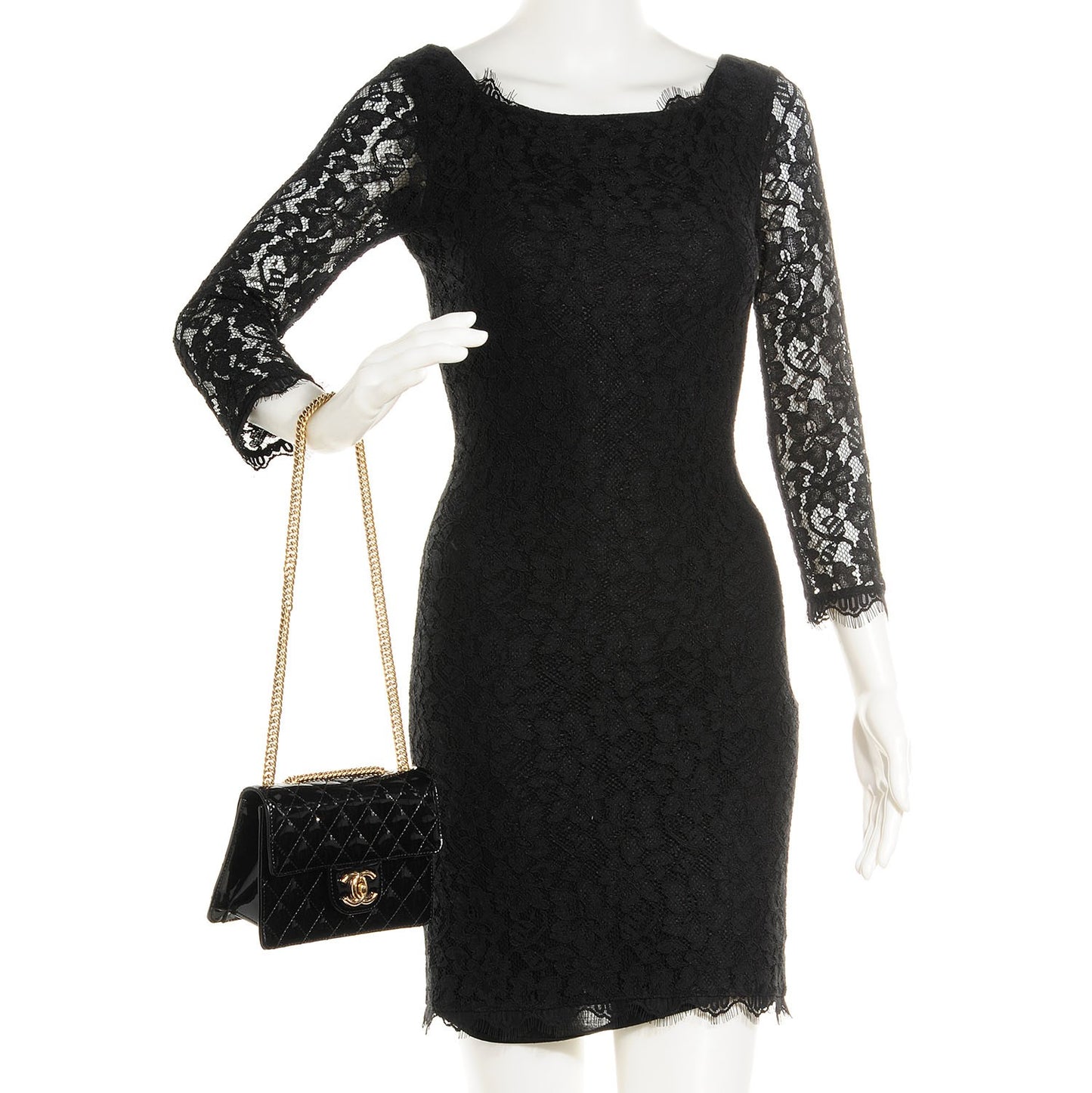 Patent Quilted Evening Star Mini Flap Black