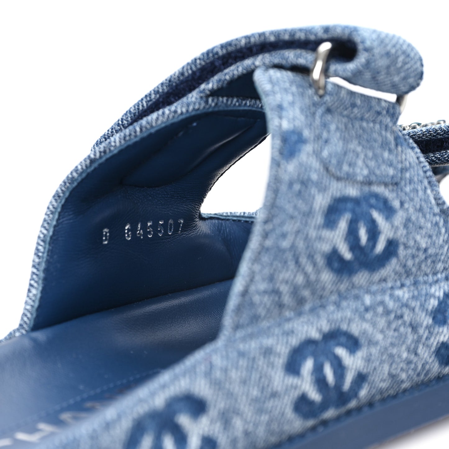 Denim CC Velcro Dad Chain CC Slide Sandals 37 Blue